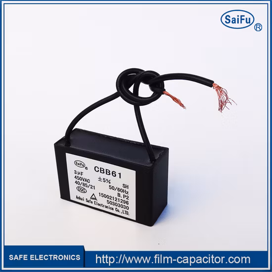 Capacitor de motor CA de filme de polipropileno metalizado classe B de segurança (tipo caixa)