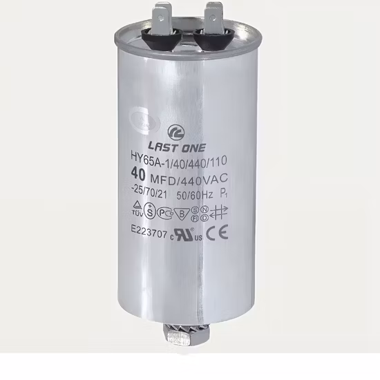 Tipo terminal da caixa do metal do capacitor do condicionador de ar de Cbb65 250V parte inferior lisa 50UF